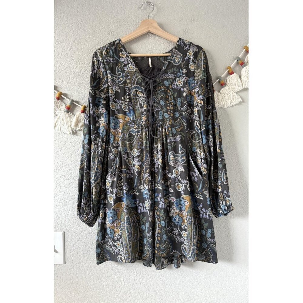 Free People Rain Or Shine Paisley Flowy Mini Dress Whimsical Fairy Boho S